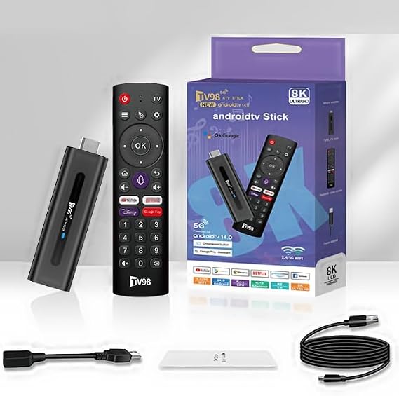 Android 14.0 TV Stick Box, 2026 8K UHD Streaming Player, Smart TV Box with 2GB RAM and 16GB ROM, Dual WiFi 2.4GHz/5.8GHz, HDMI Multimedia Player Plug & Play