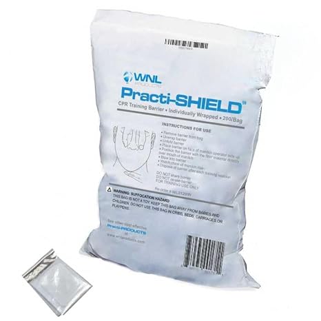 WNL Products Practi-SHIELD CPR Training Shield, 200-Pack