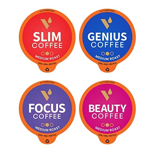 VitaCup Coffee Variety Pod Sampler Pack 64ct. Beauty, Mushroom, Genius, Slim Vitamin infused Single Serve Pods Compatible with K-Cup Brewers Including Keurig 2.0