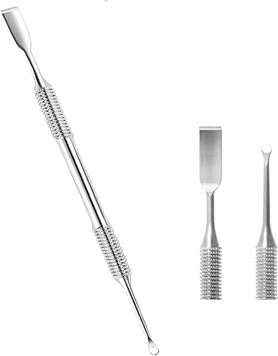 Staleks Pro Cuticle Pusher Tool, Dual-Head Steel Push-Dead Skin Remover Stainless Steel, Cuticle Pusher Manicure & Pedicure Tool, Professional Cuticle Pusher for Salon and Home Use