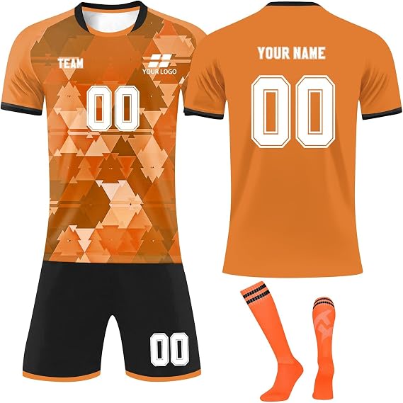 Custom Football Jersey Adult/Kids Football Jerseys Personalised Name/Number/Team/Logo Football Uniform Quick Dry Active Athletic Suit Soccer Socks T-Shirts Pants Kits Breathable Tracksuits