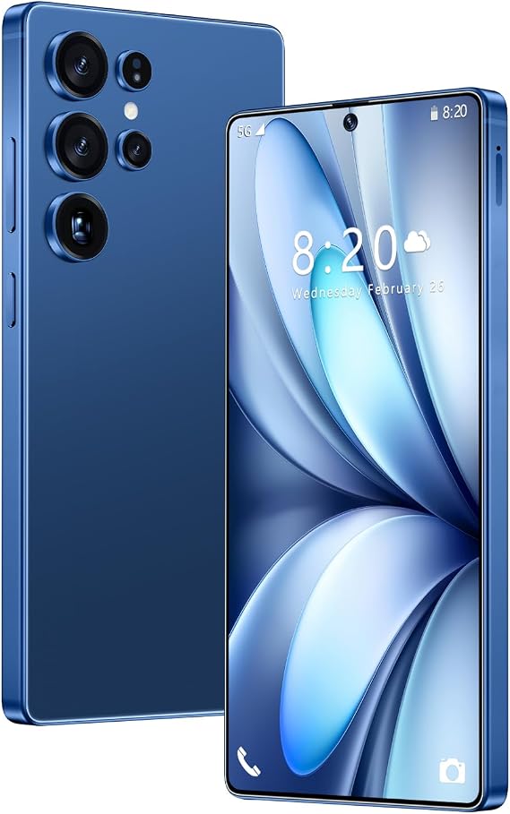 S25 Ultra Smartphone, 16GB 1TB, 8000mAh Batteria, Android 14, 72MP 108MP Waterproof Camera, 7.3 Inch Outdoor Mobile Phone Unlocked, 5G 3-Card Slot NFC,Dark Blue-7.3 Inch