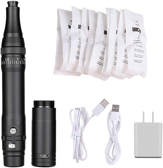 Tattoo Permanent Makeup Pen Wireless Machine Kit With 10pcs Needles Microblading Supply for Eyebrow Lip Eyeliner (Black) UK-B-A950