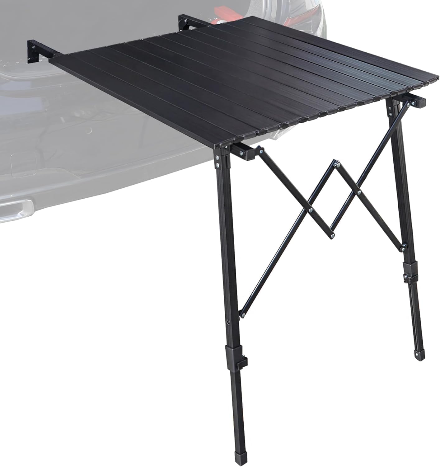 Lineslife Folding Car Trunk Camping Table, Portable Tailgate Table with Storage Bag, Adjustable Aluminum Alloy for SUVs, Trucks, Large Vehicles, Outdoor Picnic Beach Travel Camp, Black