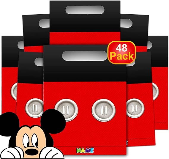 Classic Disney Disney Mickey Mouse Party Favor Bags Birthday Bundle For Kids ~ 48 Mickey Goodie Bag and Treat Bag Party Favors For Disney Party Supplies | Mickey Mouse Party Bags