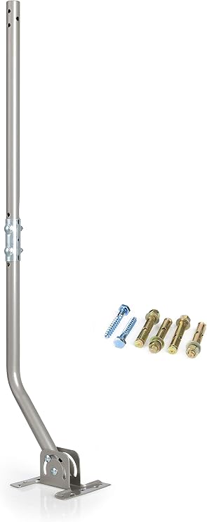 Adjustable Antenna Mounting Pole Universal J-Pipe Mount for Antennas & Weather Stations with Mounting Bracket Solid Structure, Weatherproof, Easy Installation (1" Diameter, 32 3/4" Arm Length)