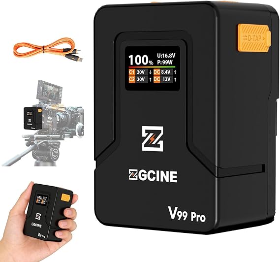 ZGCINE V Mount Battery V99 Pro Airline-Safe 1.5H Full Charge with PD100W