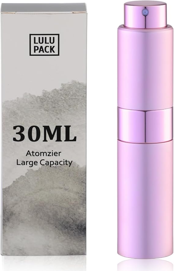 Lulupack Perfume Atomizer Refillable Travel Bottle: Cologne Portable Sprayer for Men - Mini Spray Empty for Refill - 1oz Large Size Pink