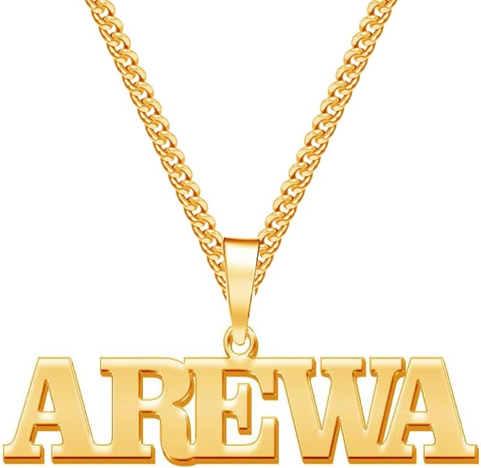 ShineSand Name Necklace Personalized Custom Mens Name Necklaces with Rope/Figaro/Curb Link Chain Customized Name Plate Boyfriend Jewelry Gift