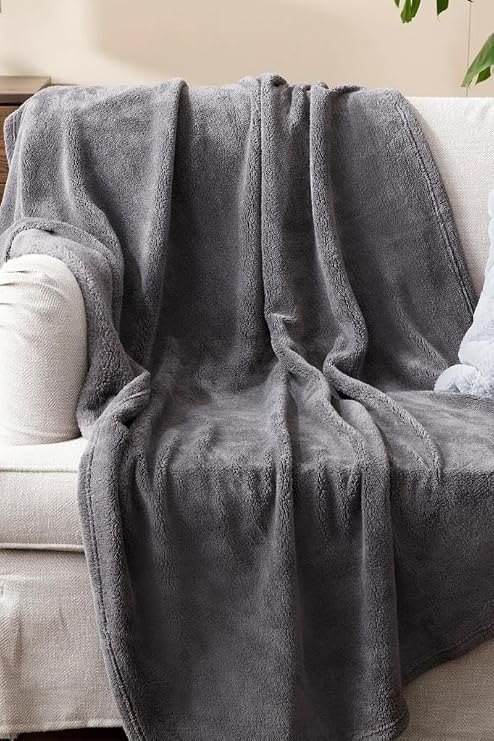 Mulberry Wellsoft Battaniye, Antrasit Televizyon Battaniyesi, Peluş, Polar Battaniye, Çift Kişilik 220 * 230