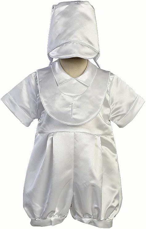 Boy's Christening Romper with Bonnet