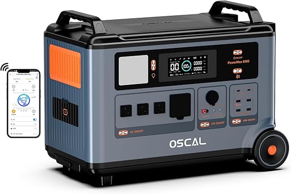 PowerMax 6000 Solar Generator, 120V/240V Split Phase Voltage 6000W AC Outlets (9000W Peak), 2200W AC Charging/2400W Solar Charging, Emergency for Home,Battery Backup
