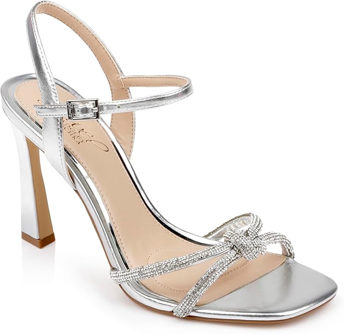 Jewel Badgley Mischka Madison Stiletto Sandals with Rhinestone Knot Detail | Party Sandals