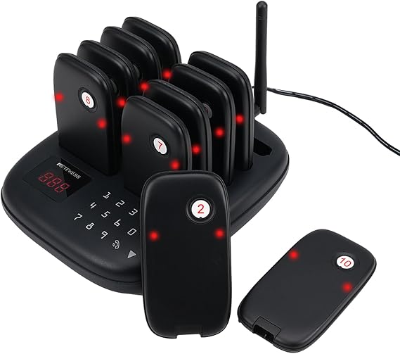 Retekess TD175S Wireless Calling System,Food Buzzer System, 10 Pagers | for Food Court, Food Truck, Church Nursery, 2625ft Long Range, 7 Call Modes, 4 Keypad Modes, Plug and Play
