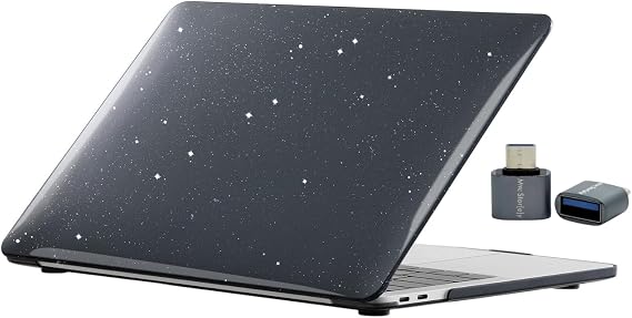 McStorey MacBook Air 13.6 İnç Simli Kristal Parlak Kılıf A2681 A3113 A3240 A3449 M2 M3 M4 M5 Uyumlu Sert Kapak Hard Case Siyah