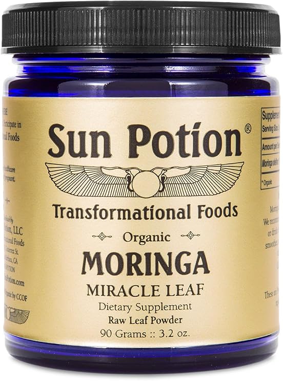 Sun Potion Organic Moringa Leaf Powder | Moringa Oleifera | Superfood | 90g | Non-GMO, Raw Vegan, Shade-Dried in India, Miracle Tree, Vitamins B-E, Iron, Antioxidants, Plant Protein, Smoothies & Tea