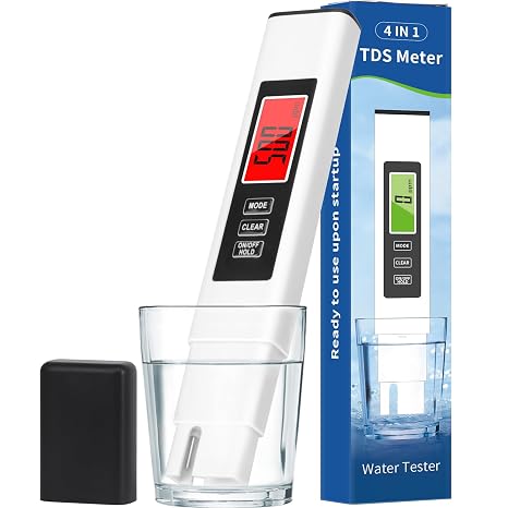 New 4 in 1 TDS Meter, TDS Meter Digital Water Tester, Accurate and Reliable, Water Tester,TDS EC and Temperature ( C/ F) Meter, 0-9990ppm,Used for Drinking Water and RO/DI Systems