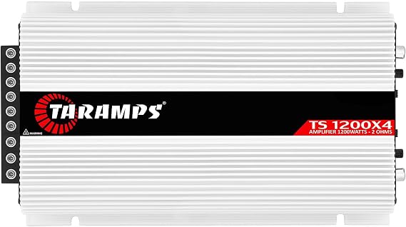 Taramps TS 1200x4 Amp Car Audio 1200W RMS 2 Ohm 4 Channel 2 Bridge Channel Full Range Crossover Fixed RCA/Wire Input - Multi-Channel Class D