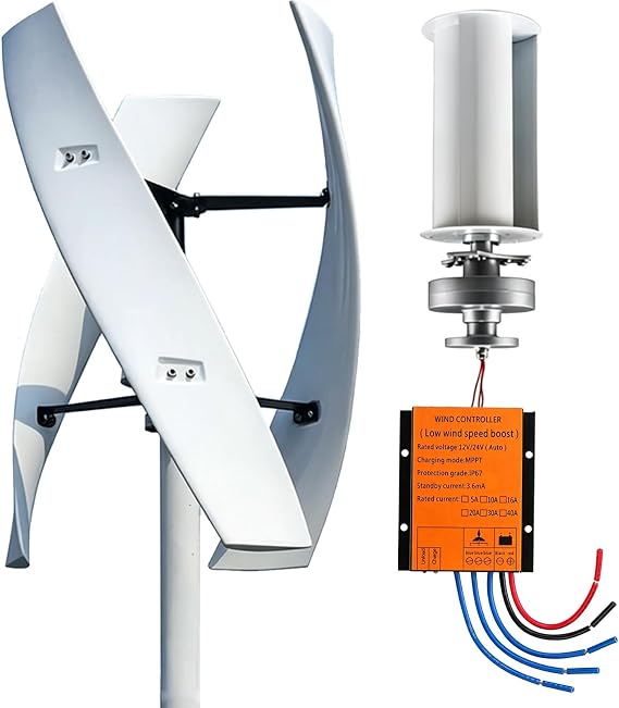 Upgraded 16000W 20000W Vertical Axis Wind Turbine Generator Kit, Quiet Wind Power Solution for Home, RV, Marine - Complete with Controller, Eco-Friendly Energy Source(20000W,220V)