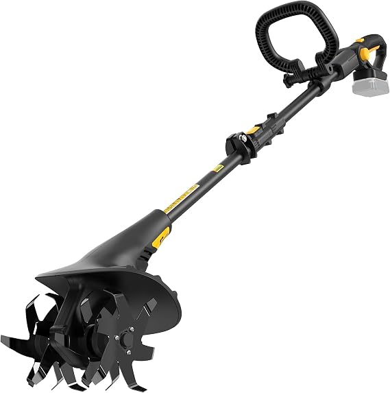 Cordless Tiller Cultivator Fit for DeWALT 20v Max Battery, 360RPM Electric Rototiller 7.8 Tilling Width & 5 Depth for Gardening & Farming(Battery not Included)