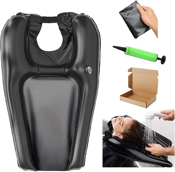 Portable Shampoo Bowl, Inflatable Hair Washing Basin with Pump | Inflatable Basin With Pump Helps Seniors, Kids And Caregivers Wash Hair At Sink, Bed Or Travel; Folds Flat For Storage