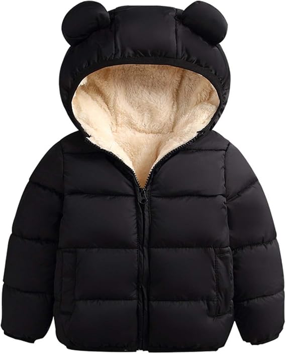 Baby Boys Girls Winter Down Coat Toddler Kids Bear Hoods Thicken Warm Padded Jacket Lightweight Outerwear, 3M-3Y