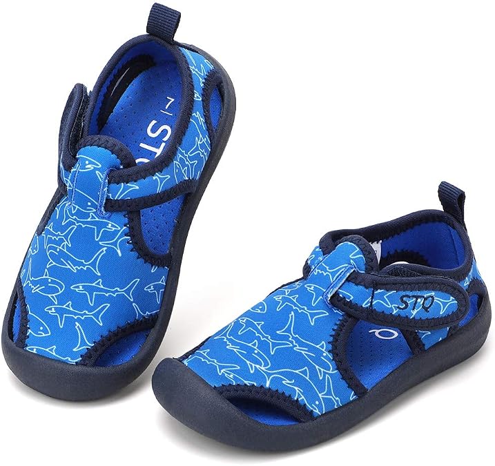 STQ Kids Water Shoes Quick Dry Slip On Beach Swim Pool Sandals | Closed Toe, Non Slip, Lightweight, Water Park, Toddler Little Kid