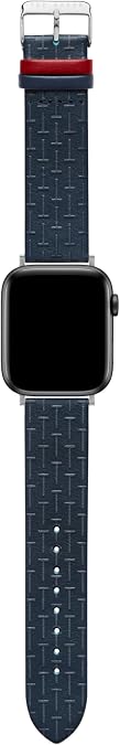 Ted Baker Blue T-Embossed Leather Strap Red Keeper for Apple Watch (Model: BKS42F132B0)
