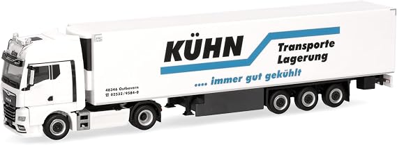 Herpa Truck Model MAN TGX GX Refrigerated Tractor Kühn Kühltransporte (North Rhine-Westphalia/Ostbevern) Miniature Scale 1:87 Collectable Made in Germany Plastic