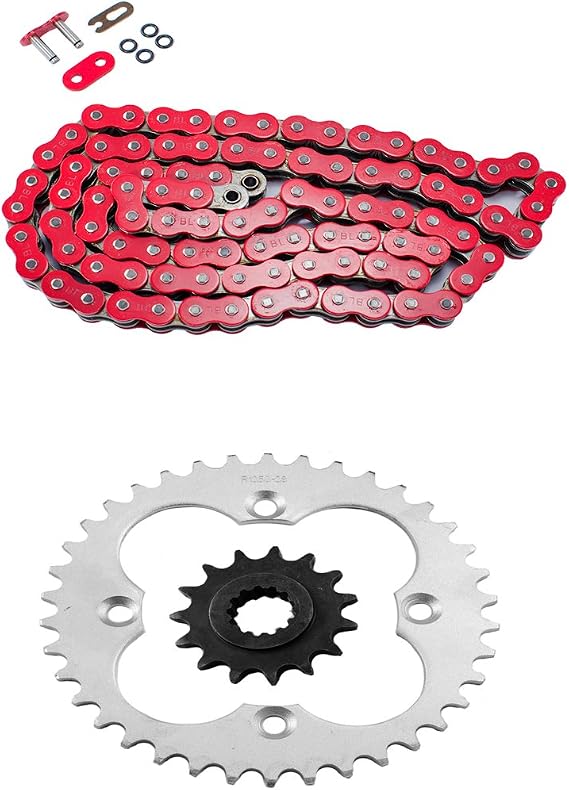 Max Motosports Red O-Ring Chain Sprocket Kit Fits Honda TRX400EX | O-ring drive chain and front rear sprocket kit, compatible with Honda TRX400 EX Sportrax 1999 2000 2001 2002 2003 2004