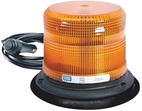 Ecco 7945A-VM 7945 Series Pulse 2 Led Beacon Light Amber, Vacuum Mount, 12 48 Volt