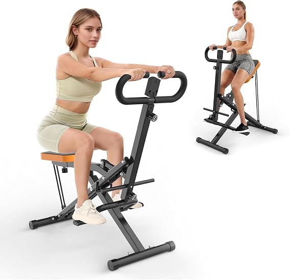 Squat Machine for Home, Squat Ride / Rowing Machine with Adjustable Resistance, Foldable Exercise Equipment, Glute & Leg Cardio Workout Machine