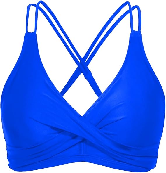 Holipick Women's Twist Front Bikini Top | Removable Pads, Adjustable Straps, V Neck, Full Lining, Breathable Fabric for Beach, Pool, and Vacation