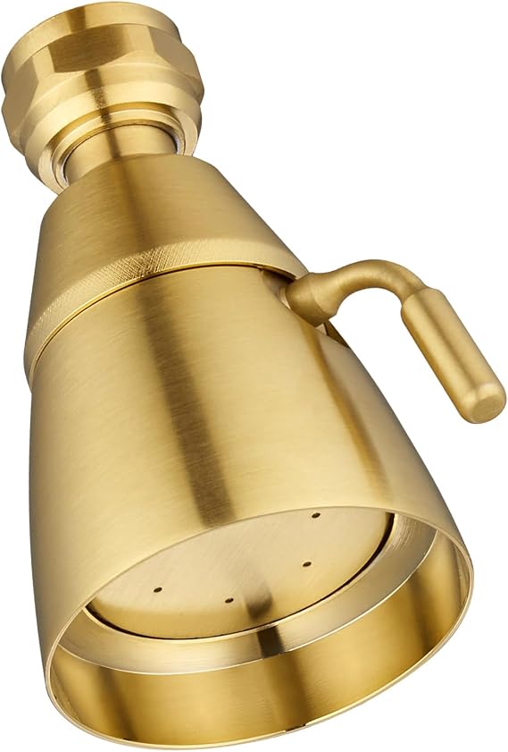 Angle Simple High Flow Shower Head Adjustable, G 1/2, Brushed Dark Gold