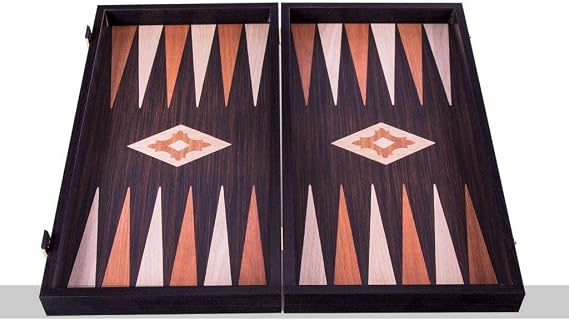 Manopoulos Walnut and Wenge Effect 19-inch Backgammon Set