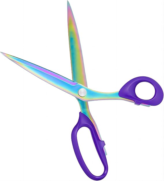 10 Inch Fabric Scissors - Heavy Duty Titanium Plated Stainless Steel Dressmaking & Tailor Scissors for Cutting Fabrics, Leather, Purple