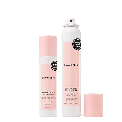 beautybio Healthy Scalp Dry Shampoo Travel Size. Benzene Free, Starch & Alcohol-Free Dry Shampoo. Instantly Deep Cleans Roots for that just-washed volume, bounce, shine and scent in seconds.