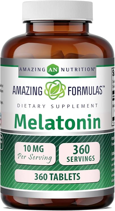 Amazing Formulas Melatonin 10mg Tablets Supplement | Helps Regulate Sleep Cycle | Non GMO | Gluten Free | Made in USA 360 Count (Pack of 1)