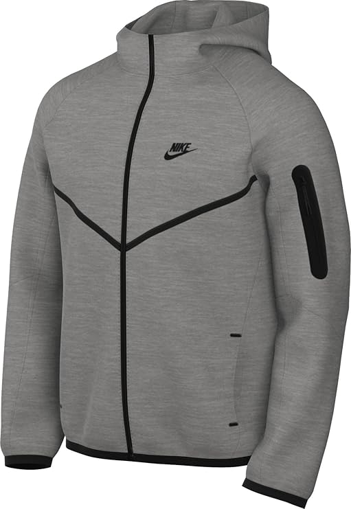 Nike Tech Men's Full-Zip Windrunner Hoodie (HV0949-063, Dark Grey Heather/Black) Size Large