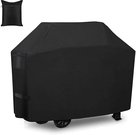 BBQ Grill Cover 58 Inch, Outdoor Heavy Duty Waterproof 600D Cover Barbecue Gas Grill Cover, UV & Fade Resistant, All Weather Protection Compatible for Weber Char-Broil Nexgrill and More, Black