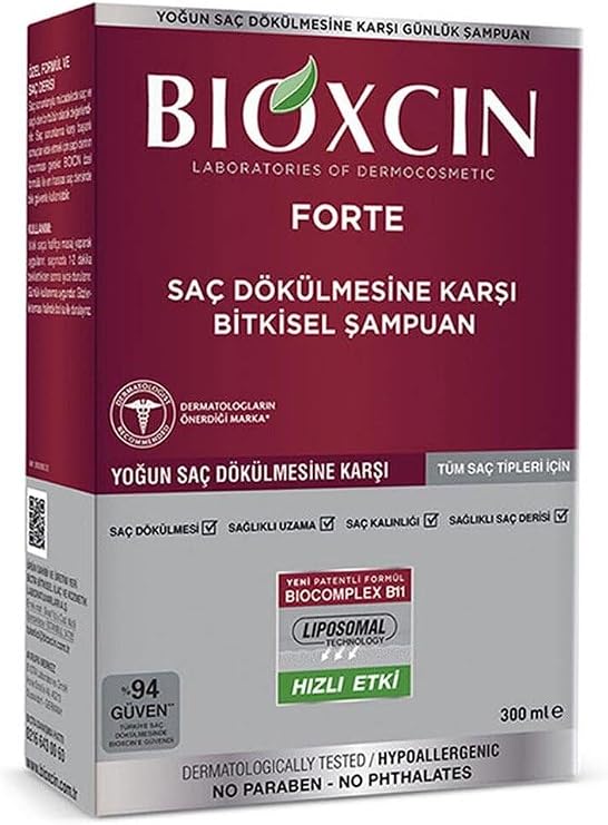Bioxcin Forte Saç Dökülmesine Karşı Bitkisel Şampuan, Tüm Saç Tipleri İçin, 300 ml