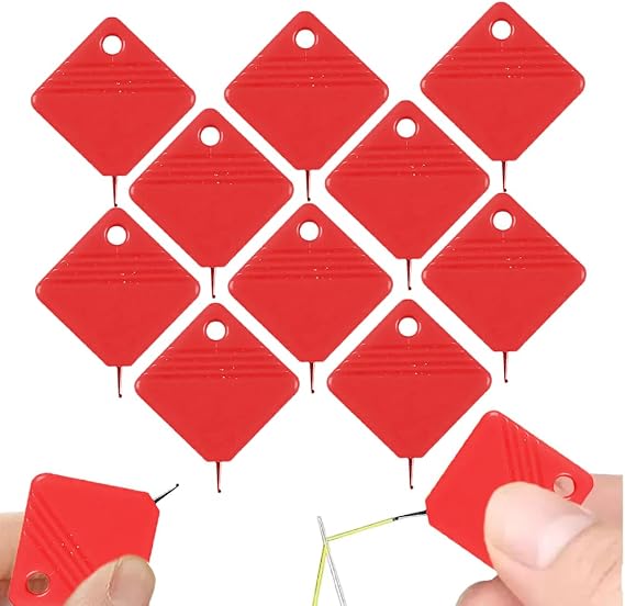 Automatic Needle Threader,2024 New Sewing Machine Needle Threader,Plastic Needle Threaders,Square Shape Easy Needle Threaders Tool (Red-10 PCS)