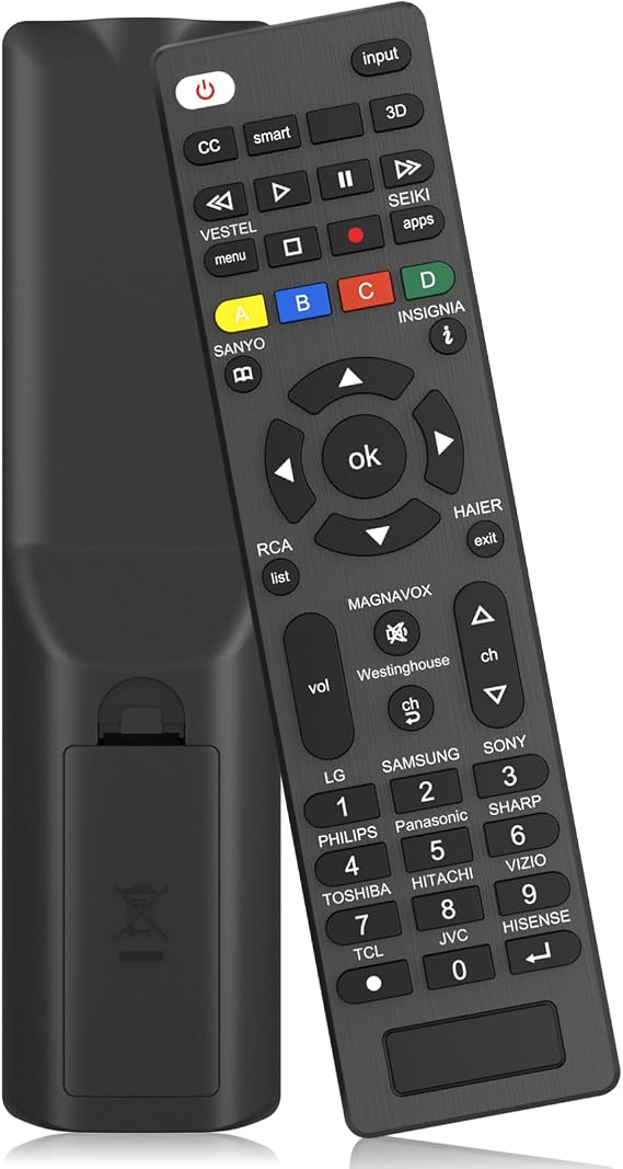 Universal TV Remote Control for Samsung, LG, Sony, Philips, Sharp, Panasonic, Smart TV, TCL, HAIER Toshiba Hitachi VIZIO TV remote universal with Netflix 3D APPS Buttons (Black)