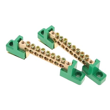 2pcs Copper Strips of Terminals Rails Outdoor Ground Block Ground Bar Kit Bus Grounding Insulated Strip Crimp Blue Terminal Square Protector Bar Grounding Rods Copper