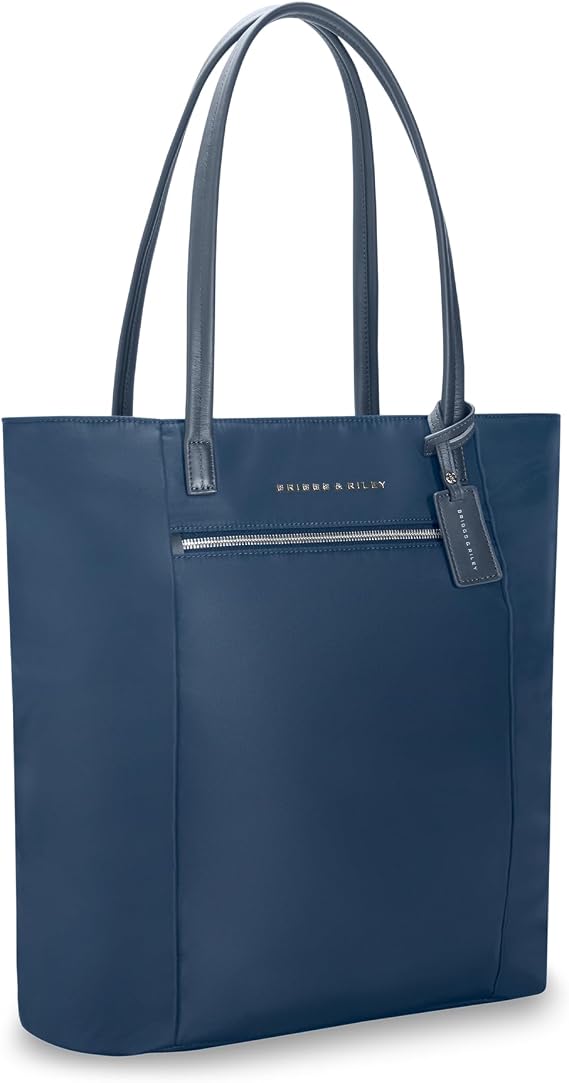 Briggs & Riley Vertical Tote Bag for Women & Men - Nylon Tote Bag for Weekend Travel & Work, Carry On Handbag, Smooth Zipper Closure, Fits 15" Laptop - Rhapsody Collection, Navy
