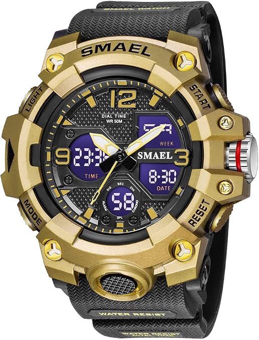 SMAEL Top Luxury Watches Men Military Watch Digital Waterproof Sports Dual Dispaly Quartz Wristwatch Male Clock