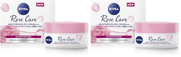 NIVEA Soft Rose 24h Day Cream (50 ml), Face Care with Rose Water and Hyaluron, Light Gel Face Cream for Smooth Delicate Skin, Moisturising Cream (Pack of 2)