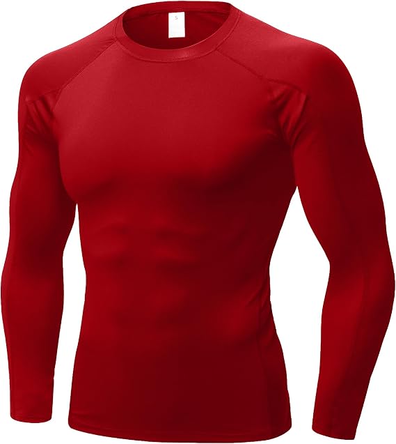 Men's Crew Neck Long Sleeve Compression Shirt Quick Dry Athletic Workout Undershirt Sports Base Layer Top