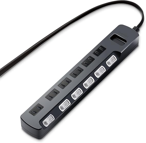 ELECOM lightning guard top individual switch dust shutter with six mouth 2.5 m black T-K6A-2625BK
