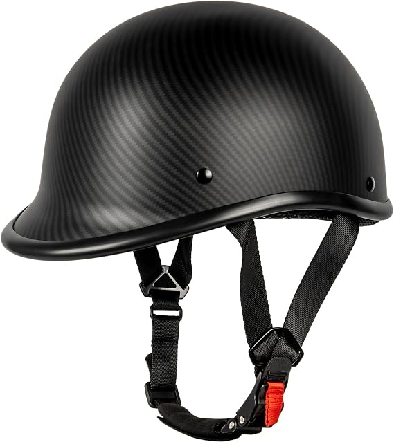 Yesmotor Low Profile Motorcycle Half Beanie Helmet-DOT(Carbon Fiber,S)